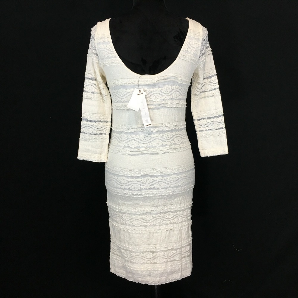 NWT Willow‎ Clay Dress LARGE ivory lace scoop back stretch bodycon sexy $120 - Picture 6 of 6